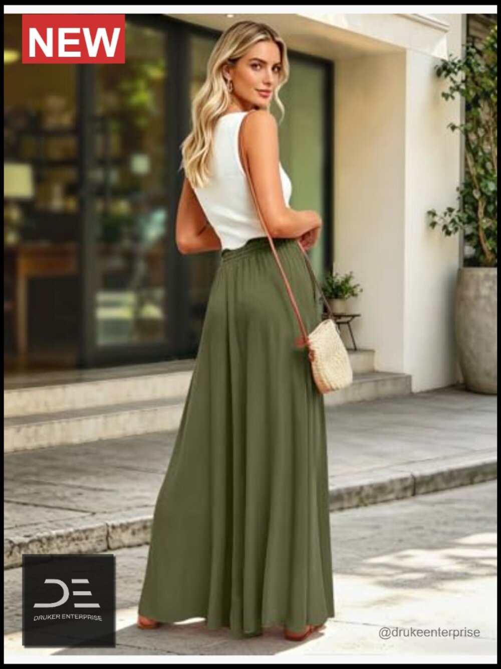 Wide Leg Pants High Waisted Floral Boho Palazzo Culottes Flow Tie Knot Pockets - Picture 5 of 6